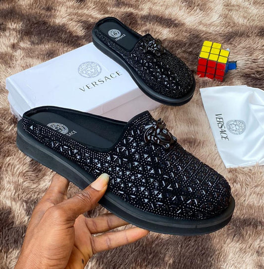 VERSACE RHINESTONE HALF SHOE SLIDE